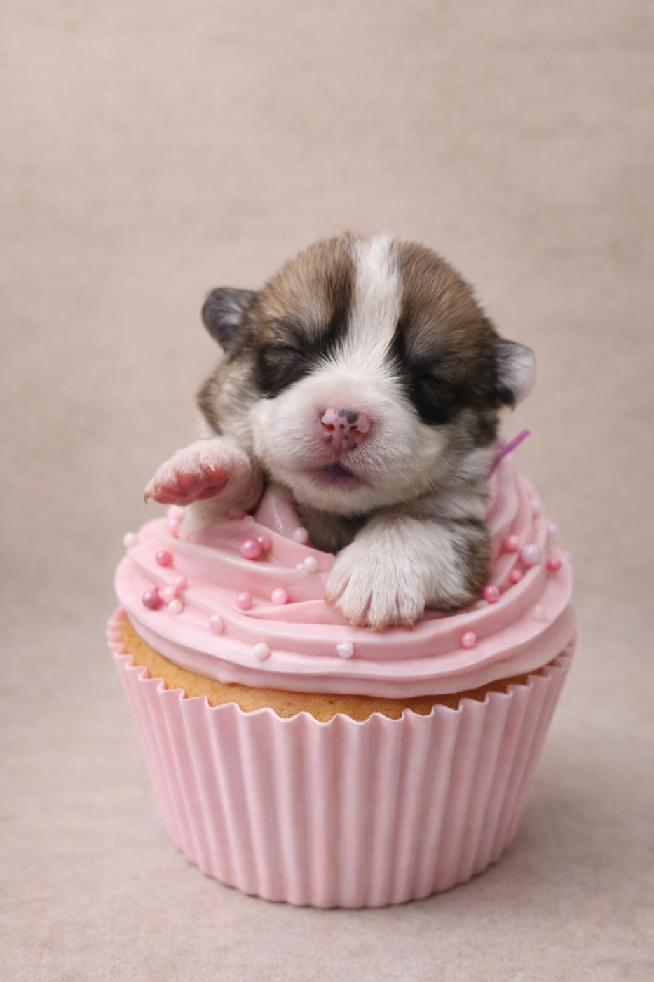 Notre femelle Welsh Corgi Pembroke collier rose