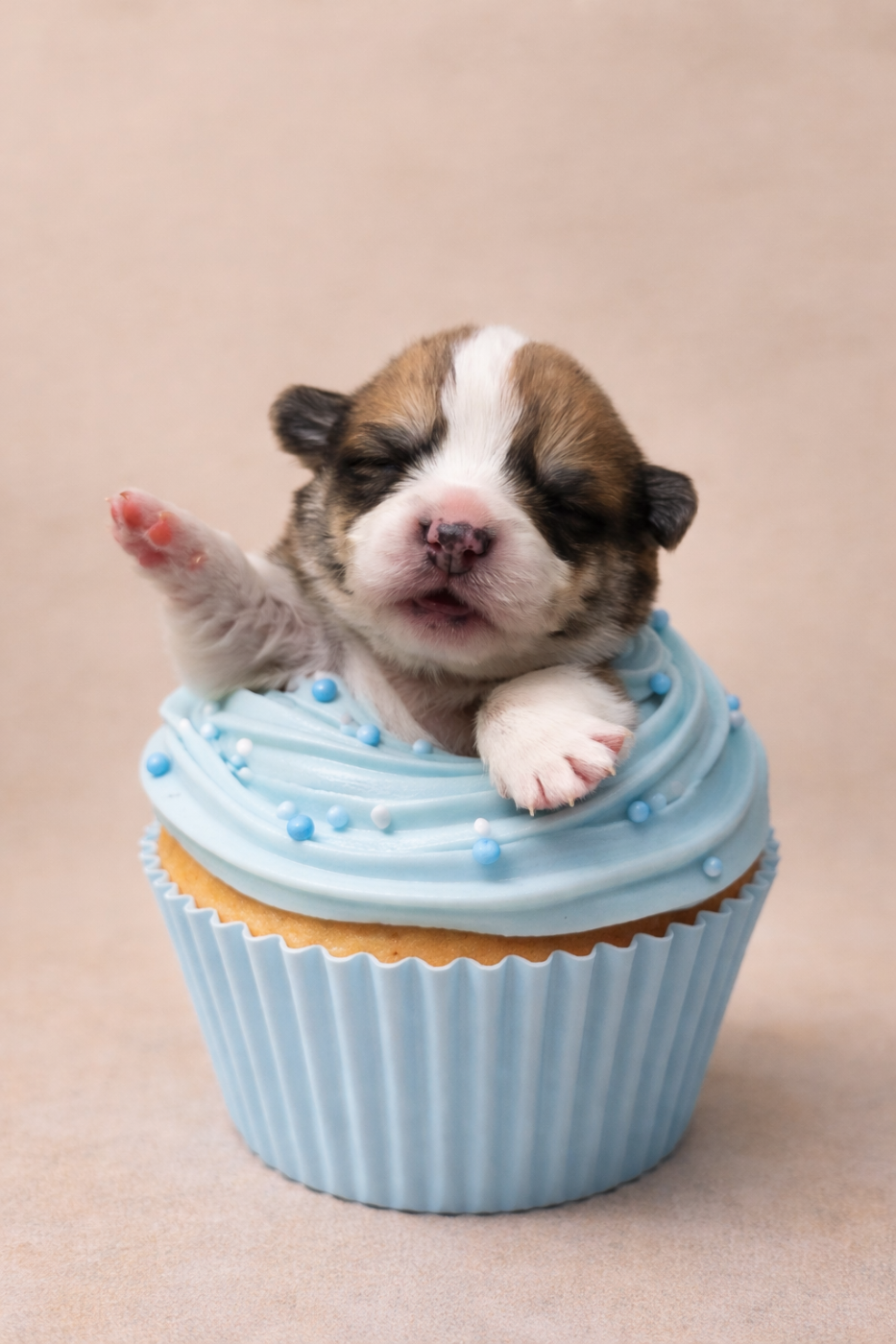 Notre mâle Welsh Corgi Pembroke collier vert